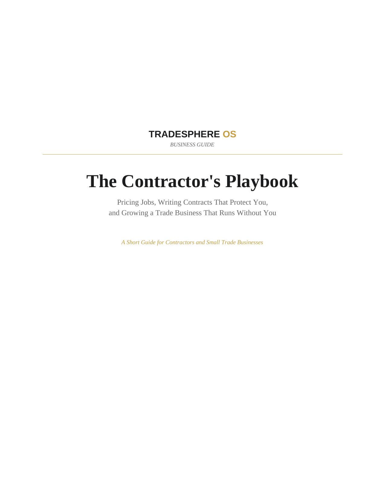 The Contractor's Playbook cover